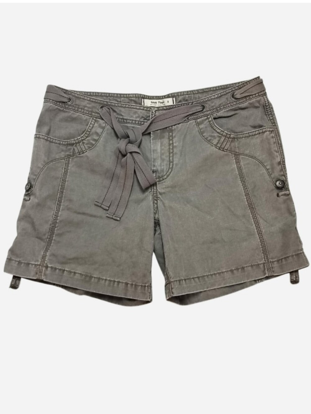 Free People Utility Belted Shorts Olive Khaki Gray Womens 8 Boho Hippie Festival